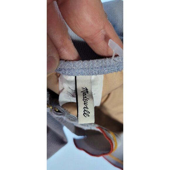 Madewell Ruffle-Strap One-Piece Swimsuit Women's Size 0 Color Gray/Blue - Picture 6 of 10